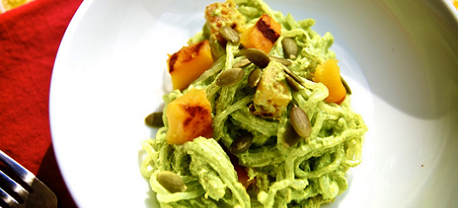 Kale Pesto Noodles Featured pumpkin pasta